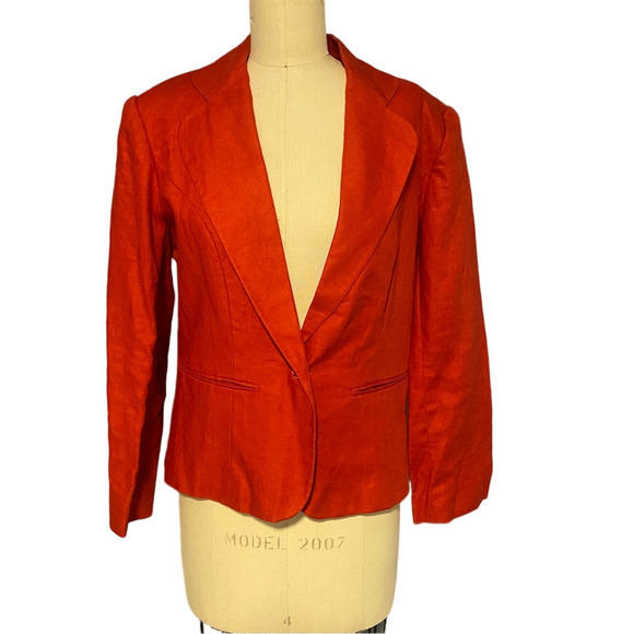 Vintage Jackets & Blazers - Vintage  Linen Blazer One Button Shoulder Pads Sz 6P